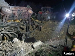 Pagubele produse după o explozie în Przewodow, un sat din estul Poloniei, în apropiere de granița cu Ucraina. Imagine obținută și verificată de Reuters, 15 noiembrie 2022.