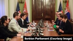 Sastanak pomoćnika američkog državnog sekretara za evropska i evroazijska pitanja Džejmsa O'Brajena i predsednice Skupštine Srbije Ane Brnabić u Beogradu, 20. aprila 2024.