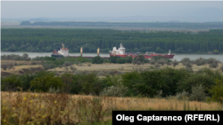 Nave încărcate cu cereale în Portul Internațional Giurgiulești, iulie 2023.