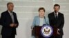 Senatorët amerikanë gjatë konferencës për media në Sarajevë më 20 prill 2022. 