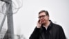 Predsednik Srbije Aleksandar Vučić na mađarsko-srpskom graničnom prelazu kod Kelebije pored žičane ograde, 15. decembar 2022. 