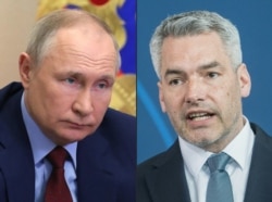 Vlagyimir Putyin és Karl Nehammer (képünk illusztráció)