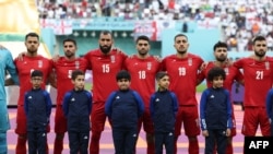Reprezentacija Irana pre utakmice sa Engleskom u Dohi, 21. novembar 2022. 