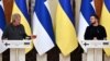 Presidenti i Ukrainës, Volodymyr Zelensky, dhe presidenti finlandez, Sauli Niinisto, gjatë një konference të përbashkët. Kiev, 24 janar 2023.