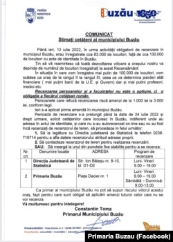 Apelul făcut de primarul Buzăului, de tema ca orașul să nu își pericliteze alocările de fonduri.