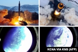 Fotografitë e publikuara nga media shtetërore verikoreane shfaqin testimin e raketës Hwasong-12.