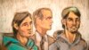 Узбеки, обвиняемые в связях с «ИГ» в зале американского суда. Слева направо: гражданин Казахстана Ахрор Сайидахметов, переводчик, гражданин Узбекистана Абдурасул Джурабаев.