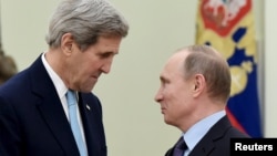 Переговоры Владимира Путина и Джона Керри, 15 декабря 2015 года.