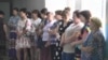 Сотрудники школы-интерната в селе Шалдай Павлодарской области. 