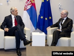 Boris Tadić prilikom susreta sa Hermanom Van Rompuyem u Briselu, 25. novembar 2011.