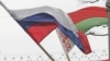Belarus -- Russian and Belarusian flags on the Minsk street, 23Mar2007