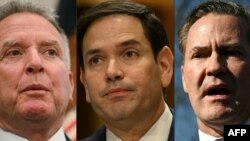 Trimisul special al Statelor Unite în Orientul Mijlociu, Steve Witkoff (stânga), secretarul american de stat Marco Rubio (centru) și consilierul pentru securitate națională al Casei Albe, Mike Waltz (dreapta) - colaj foto.