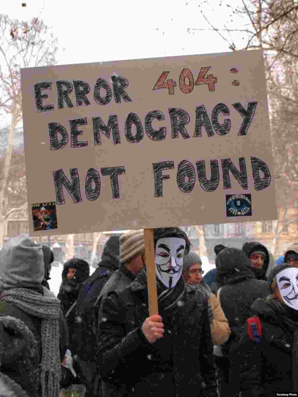 Zagreb - Demonstracije u znak protivljenja međunarodnom sporazumu o borbi protiv falsifikovanja ACTA, 11.02.2011. Foto: Građanska akcija
