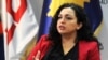 KOSOVO -- Vjosa Osmani, leader of the Democratic League of Kosovo (LDK), speaks during an interview in Pristina, September 30, 2019