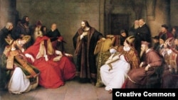 Ян Гус на церковном соборе в Констанце. Картина К. Лессинга (1842) 