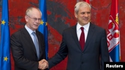 Predsednik EU Herman van Rompuj i predsednik Srbije Boris Tadić u Beogradu, juli 2010