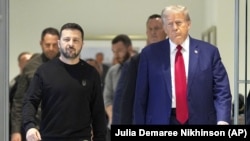 Președintele Ucrainei, Volodimir Zelenski, președinte al Statelor Unite ale Americii, Donald Trump, la New York, SUA, 27 septembrie 2024.
