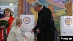 President Serzh Sarkisian casts his ballot at a polling station in Yerevan on April 2.