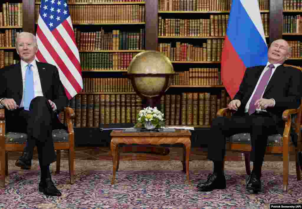 АҚШ президенті Джо Байден мен Путин 2021 жылғы 16 маусымда Женева қаласында өткен АҚШ-Ресей саммитінде.