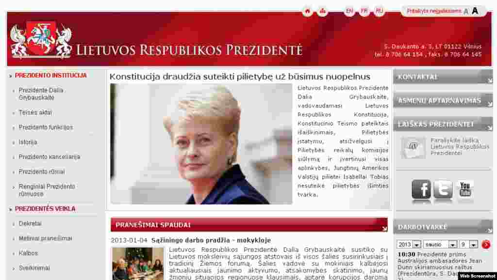 Сайт прэзыдэнткі Літвы – president.lt