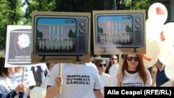 Manifestație la Chișinău de Ziua Libertății Presei, 3 mai 2018. 