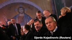 Milorad Dodik i Sergej Lavrov u hramu Svetog Save u Beogradu, februar 2018.