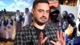 Колаж. Сулейман Мамутов. Ліворуч – караїми в національному вбранні, праворуч – ФСБ