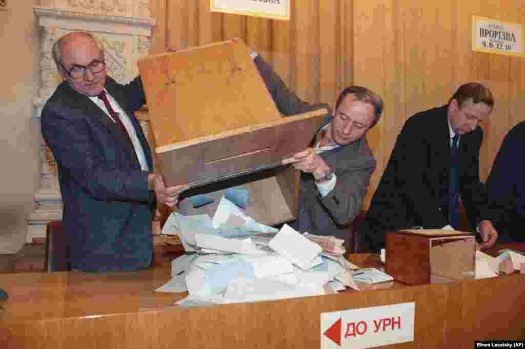 The turnout in the election was 84 percent and the vote was overwhelmingly for independence. More than 90 percent voted in favor. In Crimea, the pro-independence vote was 55 percent. 