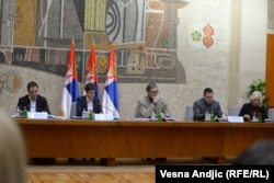 Presidenti i Serbisë, Aleksandar Vuçiq në mbledhjen e Qeverisë serbe ku u diskutua për situatën në Ukrainë.