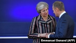 Եվրոպական խորհրդի նախագահ Դոնալդ Տուսկը և Մեծ Բրիտանիայի վարչապետ Թերեզա Մեյը Բրյուսելում, արխիվ