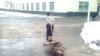 Ученик школы №1 в Самарканде везет на тележке металлолом. 