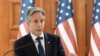 Secretarul de stat al SUA, Antony Blinken, în timpul unei conferințe de presă comune cu președinta Republicii Moldova, Maia Sandu, la Palatul Prezidențial din Chișinău, 29 mai 2024.