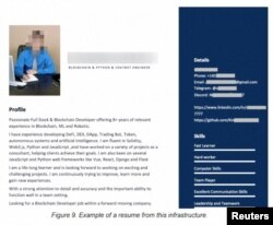 Një rezyme e redaktuar e një punëtori verikorean, me identitet të rremë.