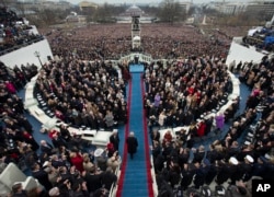 Imagine de la ceremonia de învestire a lui Donald Trump - primul mandat, 20 ianuarie 2017.